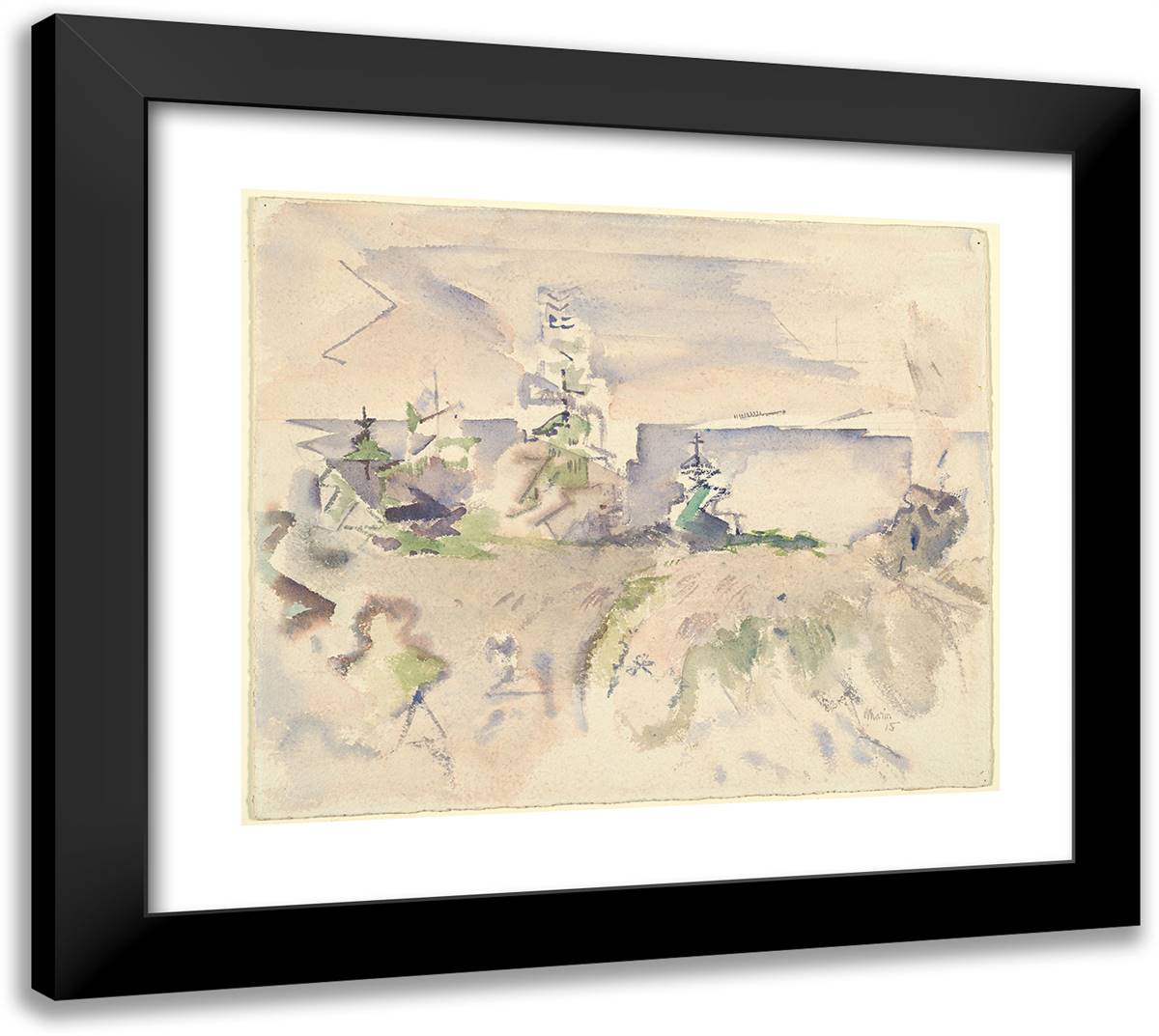 Landscape in Maine 22x20 Black Modern Wood Framed Art Print Poster by Marin, John