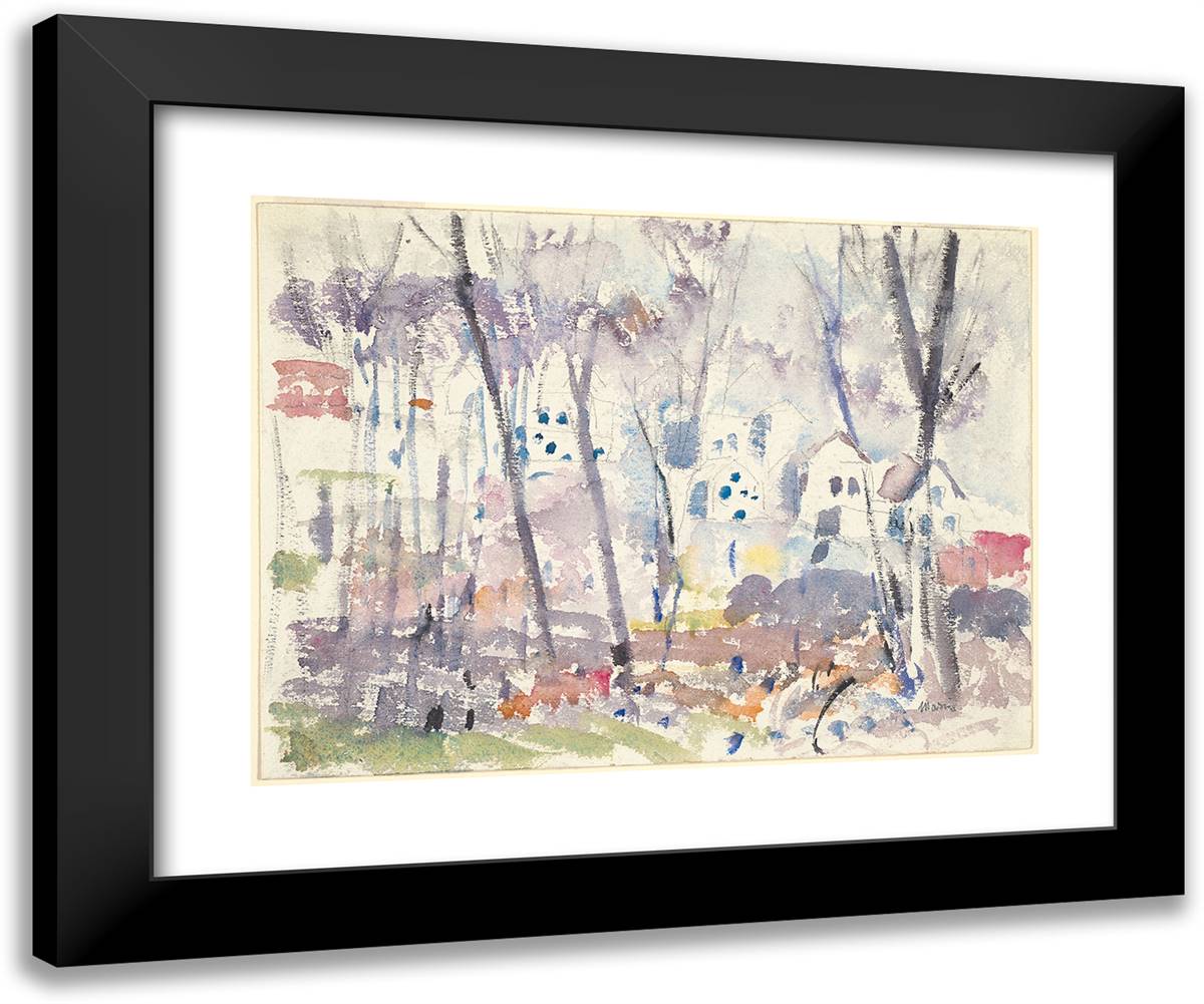 Landscape, or Hill and VIllage, No. 2, Chevreuse 24x20 Black Modern Wood Framed Art Print Poster by Marin, John