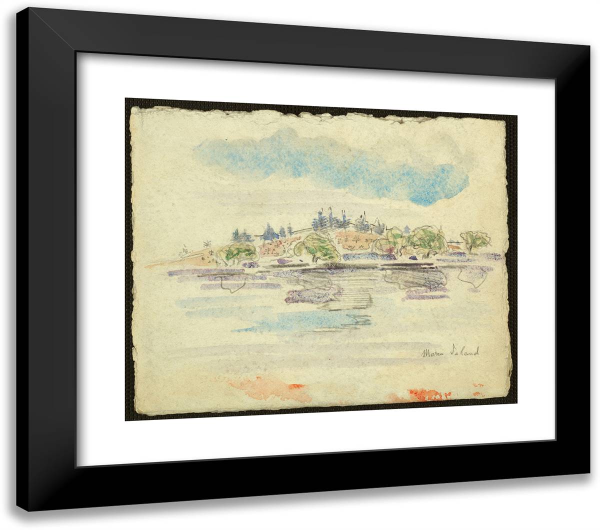 Marin Island 23x20 Black Modern Wood Framed Art Print Poster by Marin, John