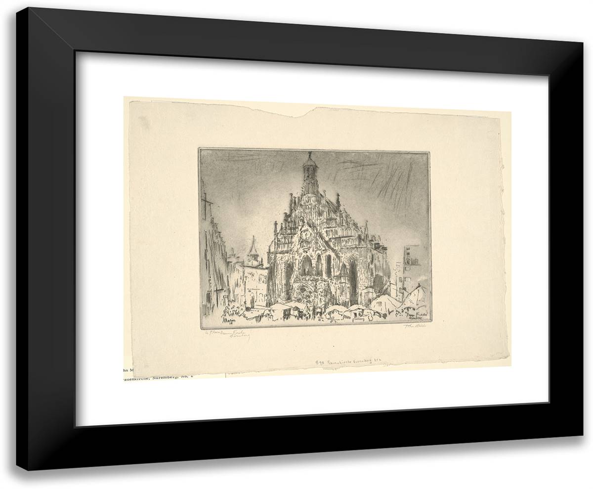 Marketplace, Frauen Kirche, Nuremberg_1 24x20 Black Modern Wood Framed Art Print Poster by Marin, John