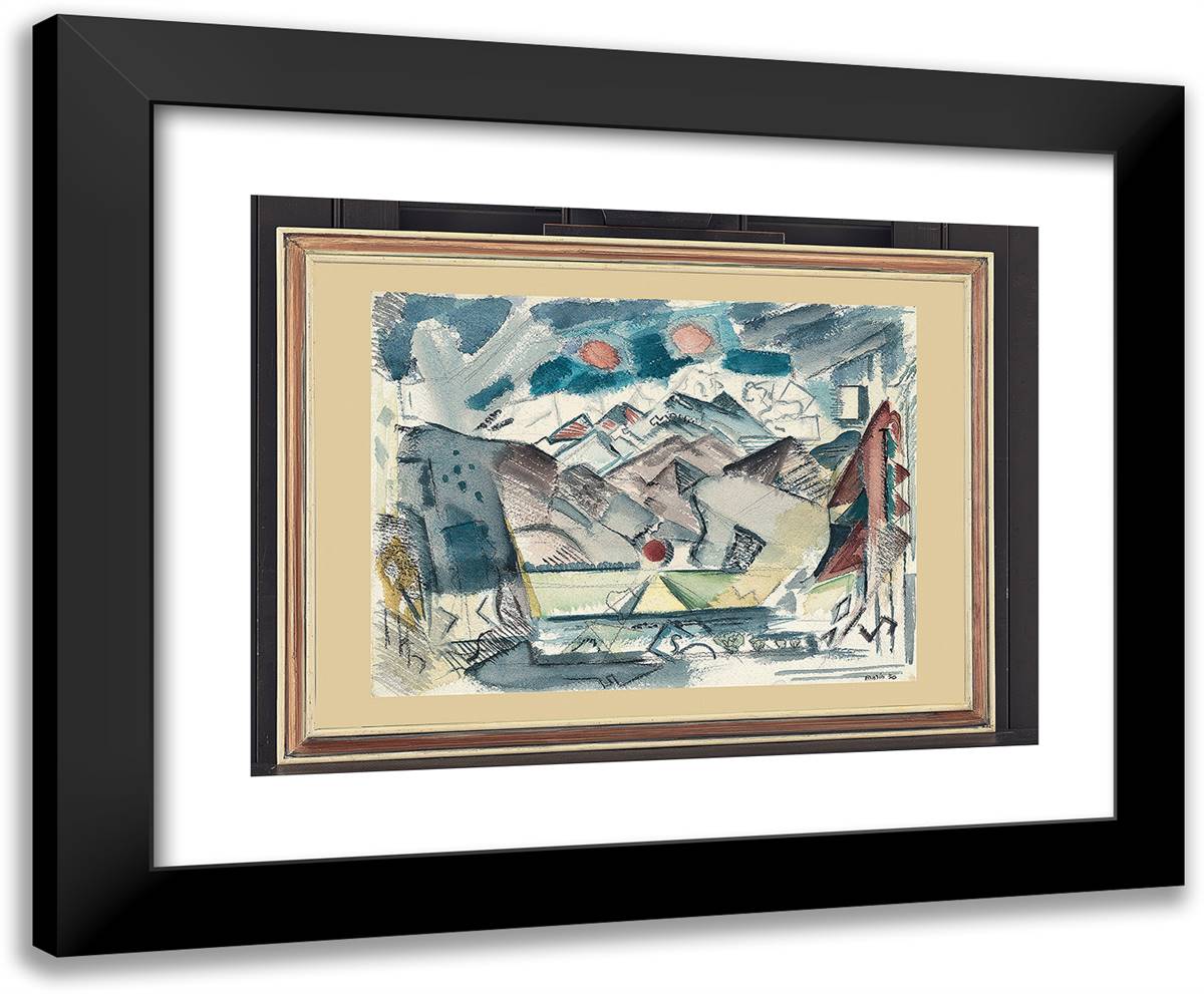Mountain Forms, New Mexico 24x20 Black Modern Wood Framed Art Print Poster by Marin, John