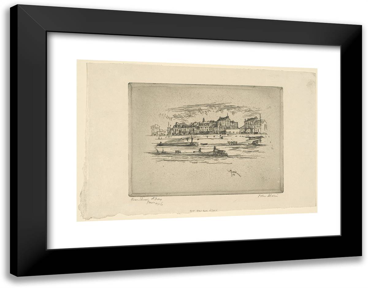 Near Quai D'Ivry, Paris 24x19 Black Modern Wood Framed Art Print Poster by Marin, John