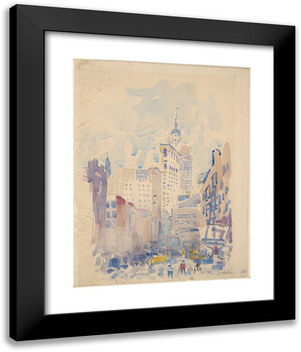 New York with VIew of the Flatiron Building 20x24 Black Modern Wood Framed Art Print Poster by Marin, John