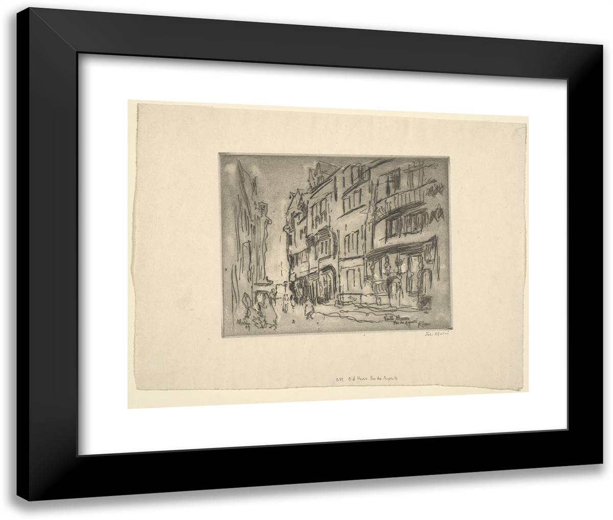 Old House, Rue Des Arpents, Rouen, I_1 24x20 Black Modern Wood Framed Art Print Poster by Marin, John