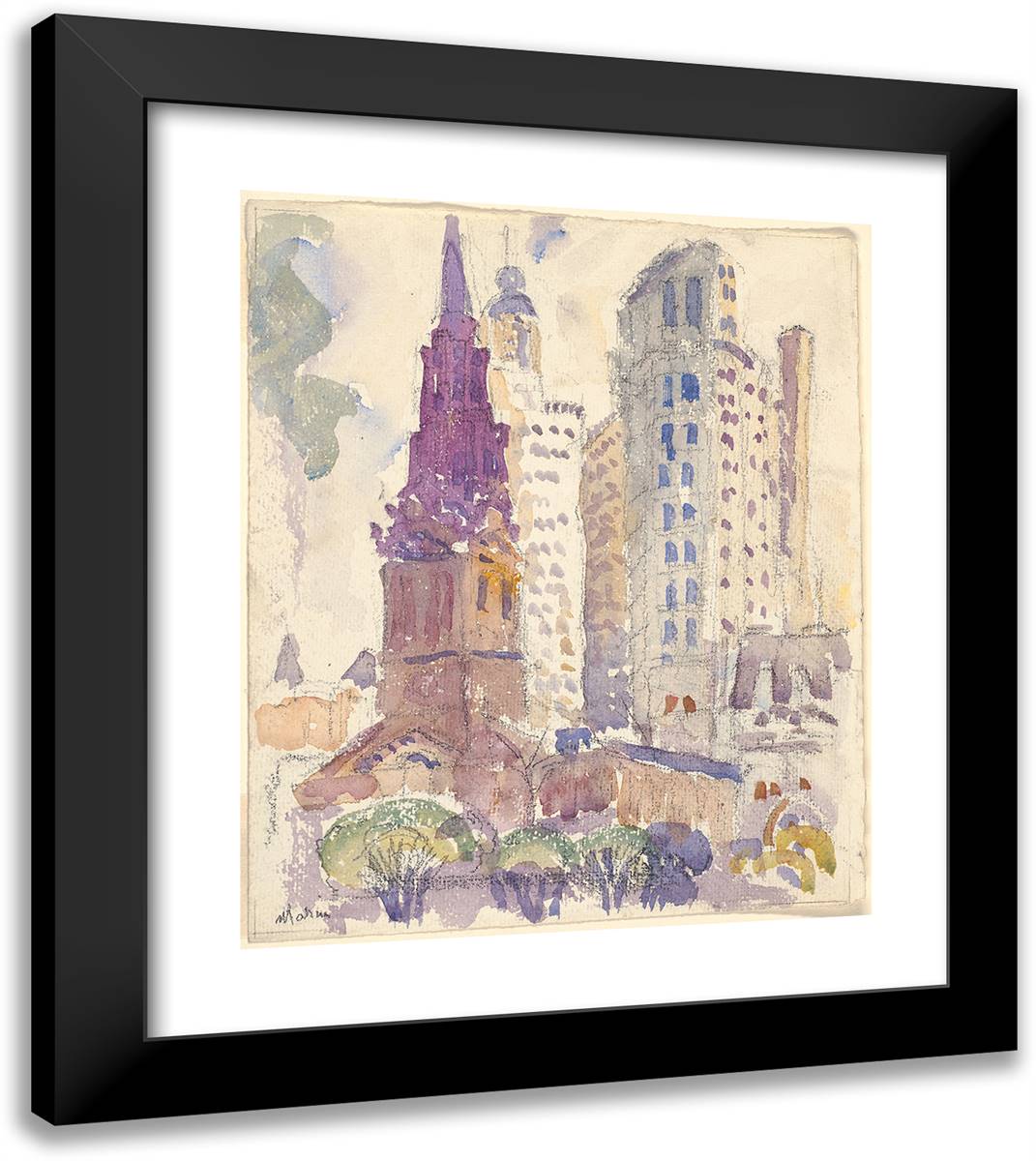 Saint Paul's, with Other Buildings 20x23 Black Modern Wood Framed Art Print Poster by Marin, John