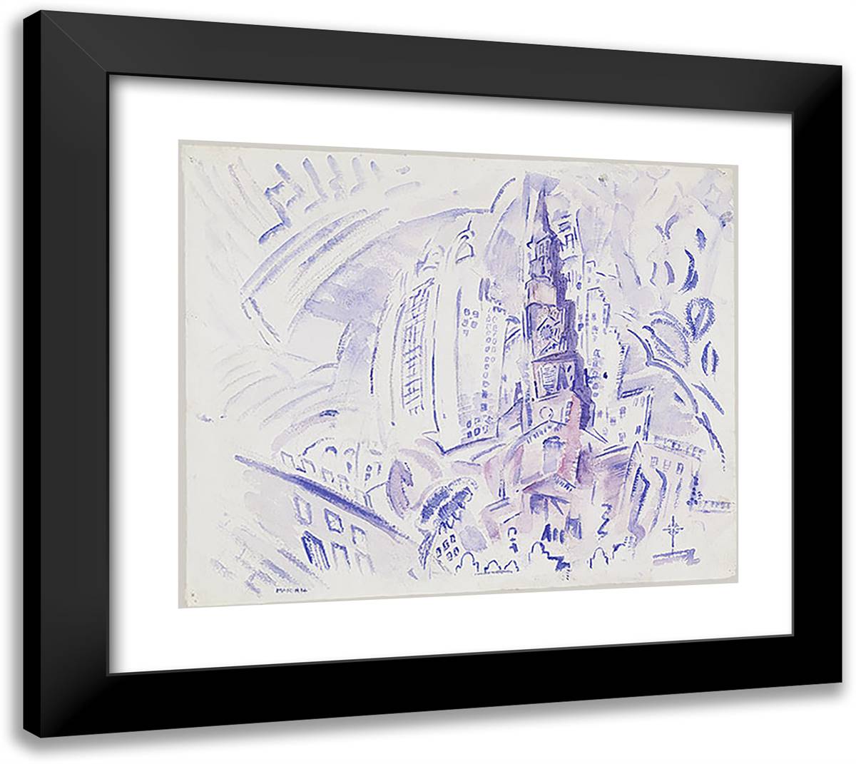 St. Paul's, Manhattan 22x20 Black Modern Wood Framed Art Print Poster by Marin, John