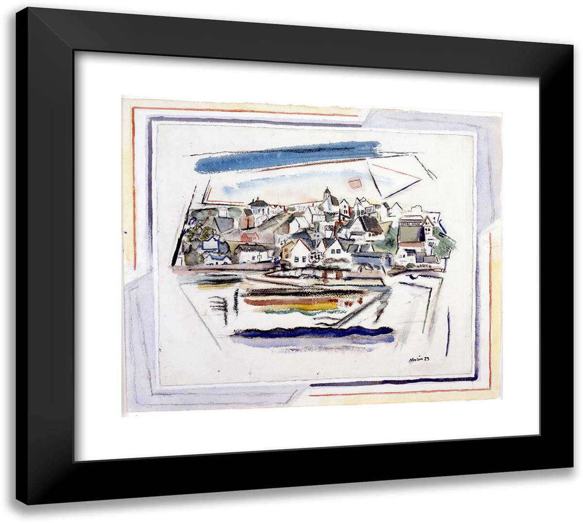 Stonington Maine 22x20 Black Modern Wood Framed Art Print Poster by Marin, John