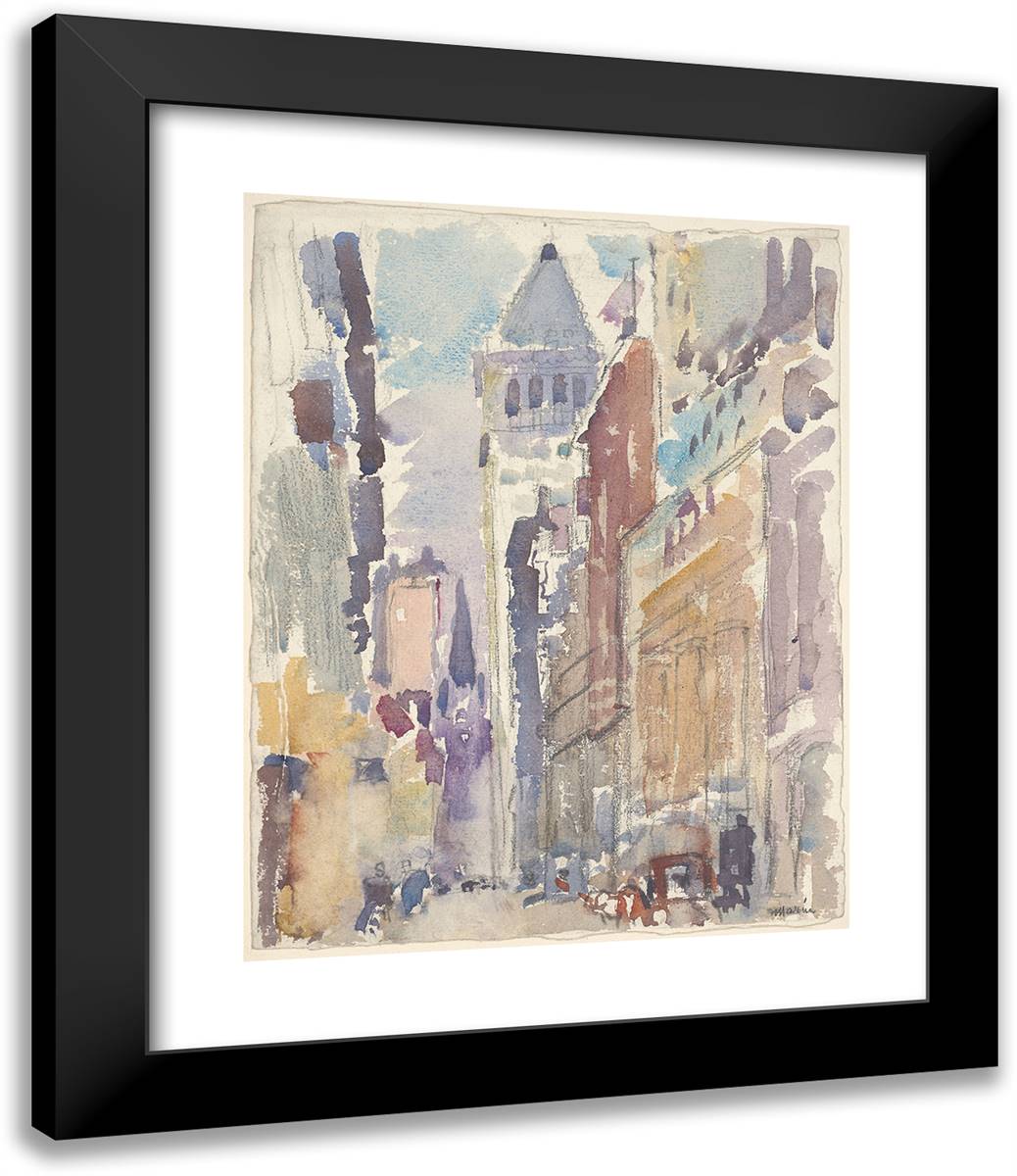 Street Scene 20x24 Black Modern Wood Framed Art Print Poster by Marin, John