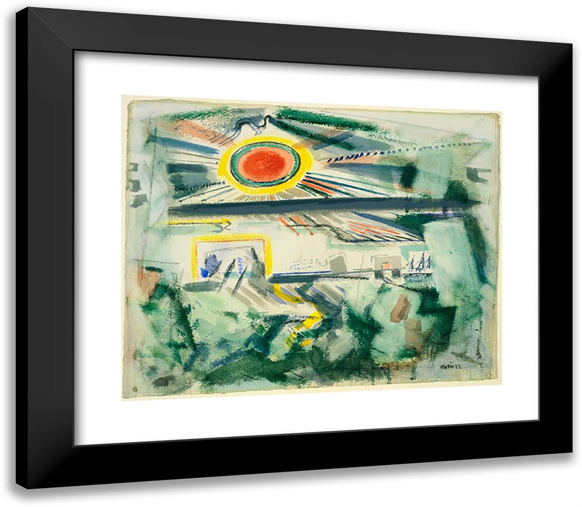 Sunset 23x20 Black Modern Wood Framed Art Print Poster by Marin, John