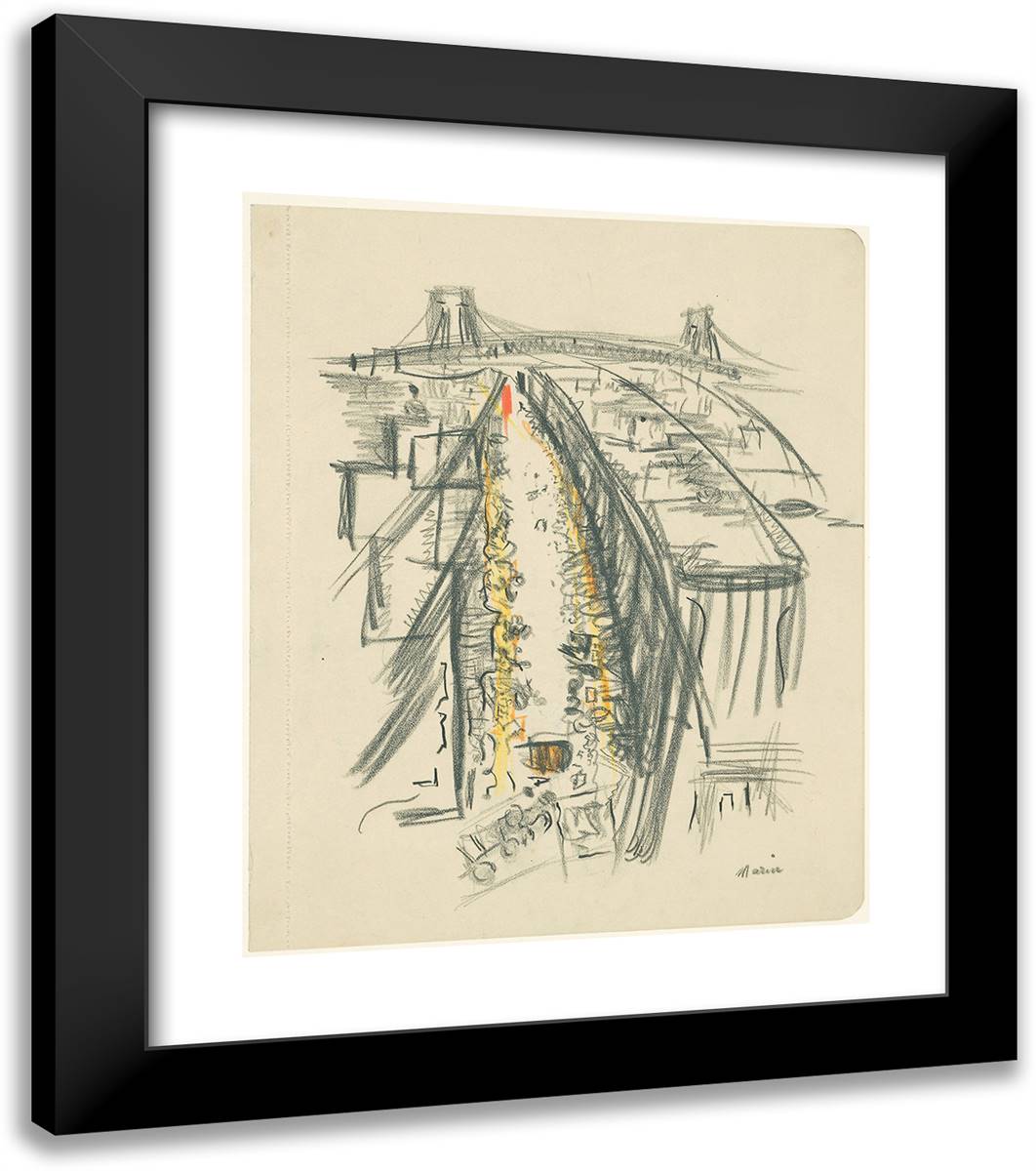 The Bridge, New York 20x23 Black Modern Wood Framed Art Print Poster by Marin, John