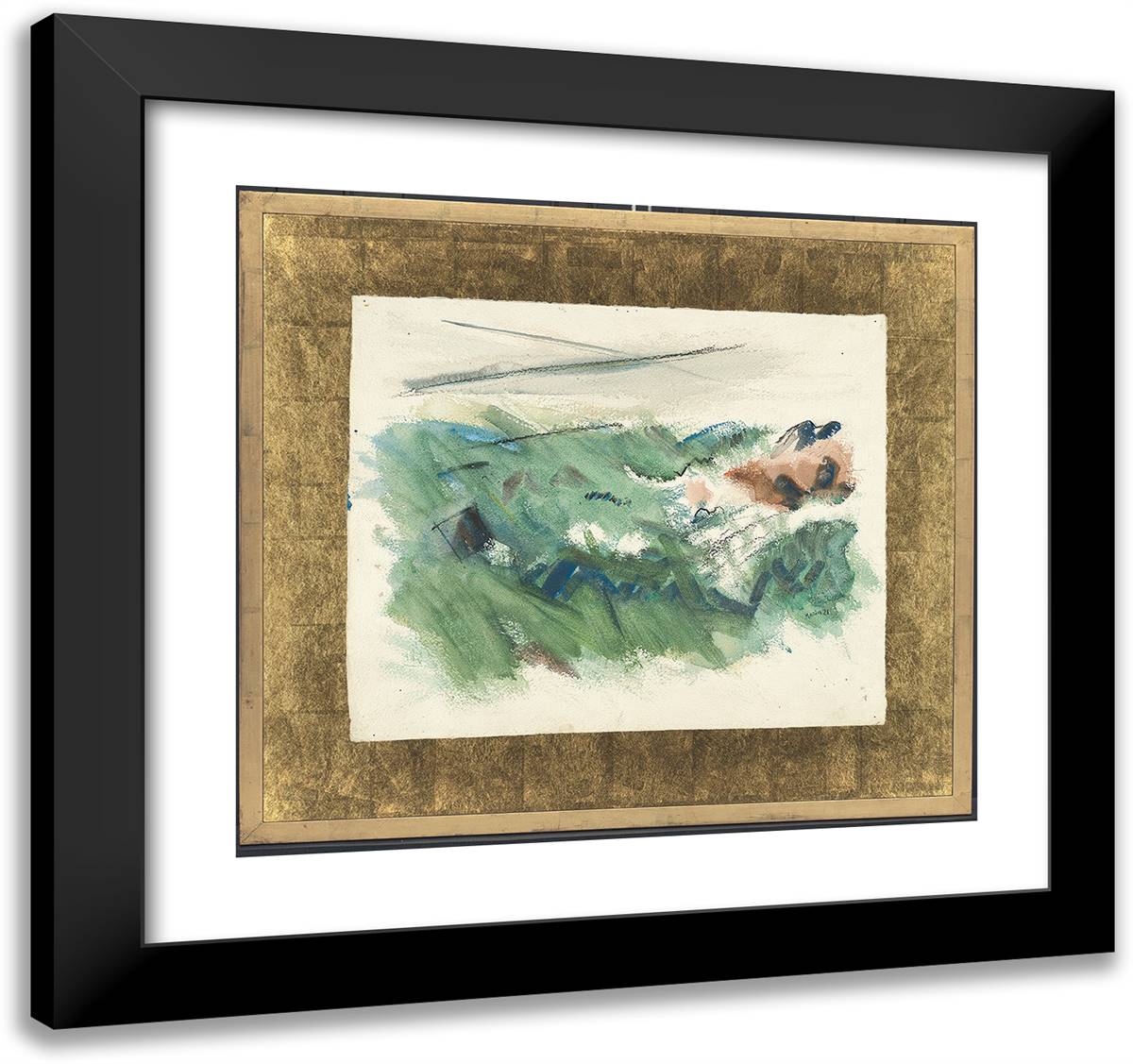 The Green Sea - Movement - Stonington, Maine 21x20 Black Modern Wood Framed Art Print Poster by Marin, John