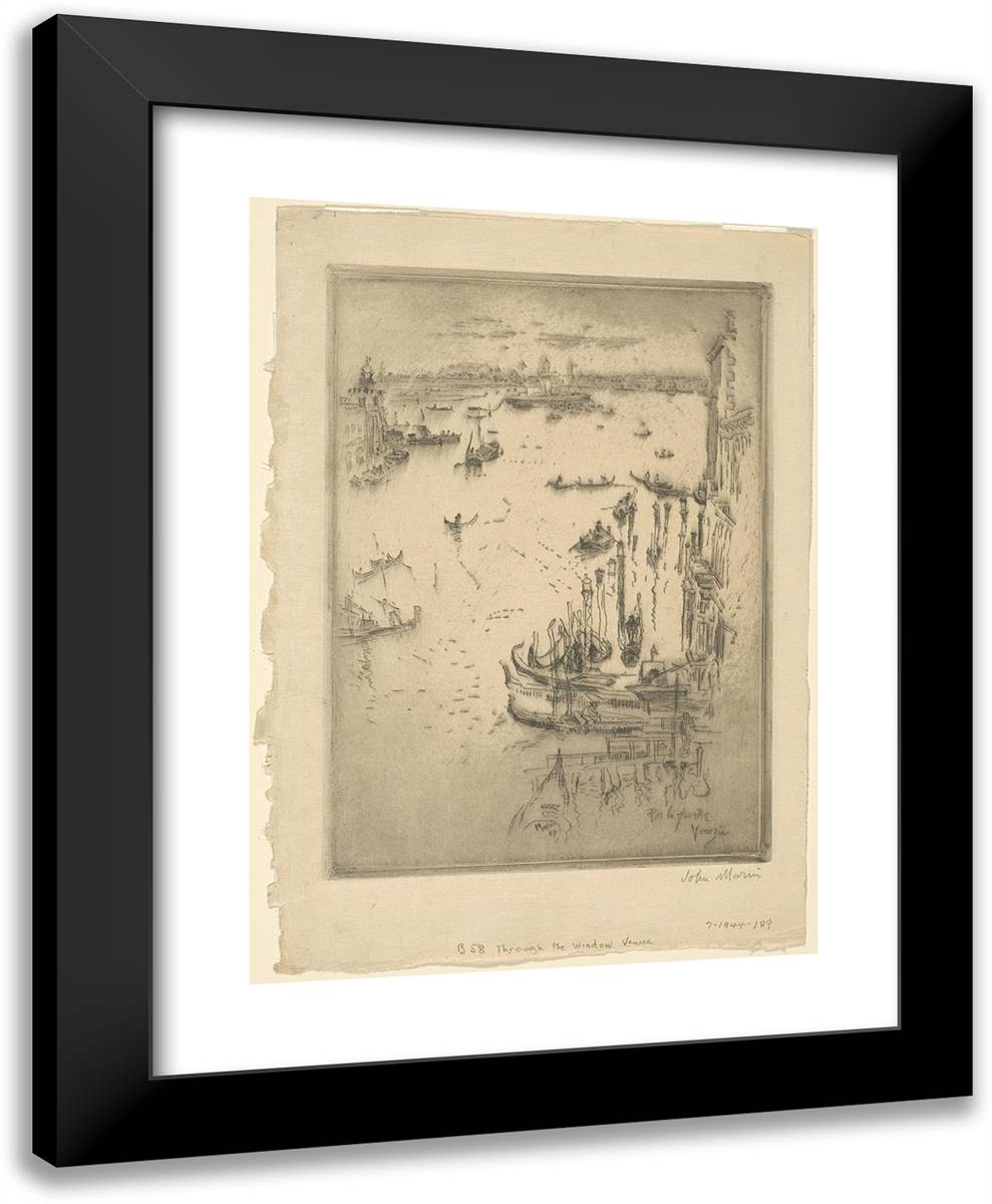 Through the Window, Venice_1 19x24 Black Modern Wood Framed Art Print Poster by Marin, John