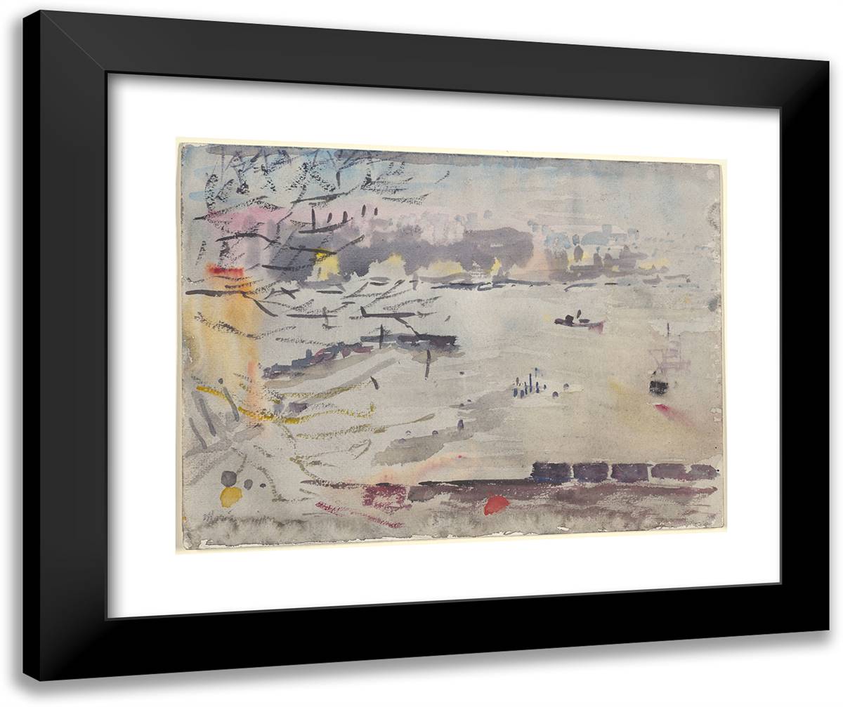 Weehawken, New Jersey 24x20 Black Modern Wood Framed Art Print Poster by Marin, John