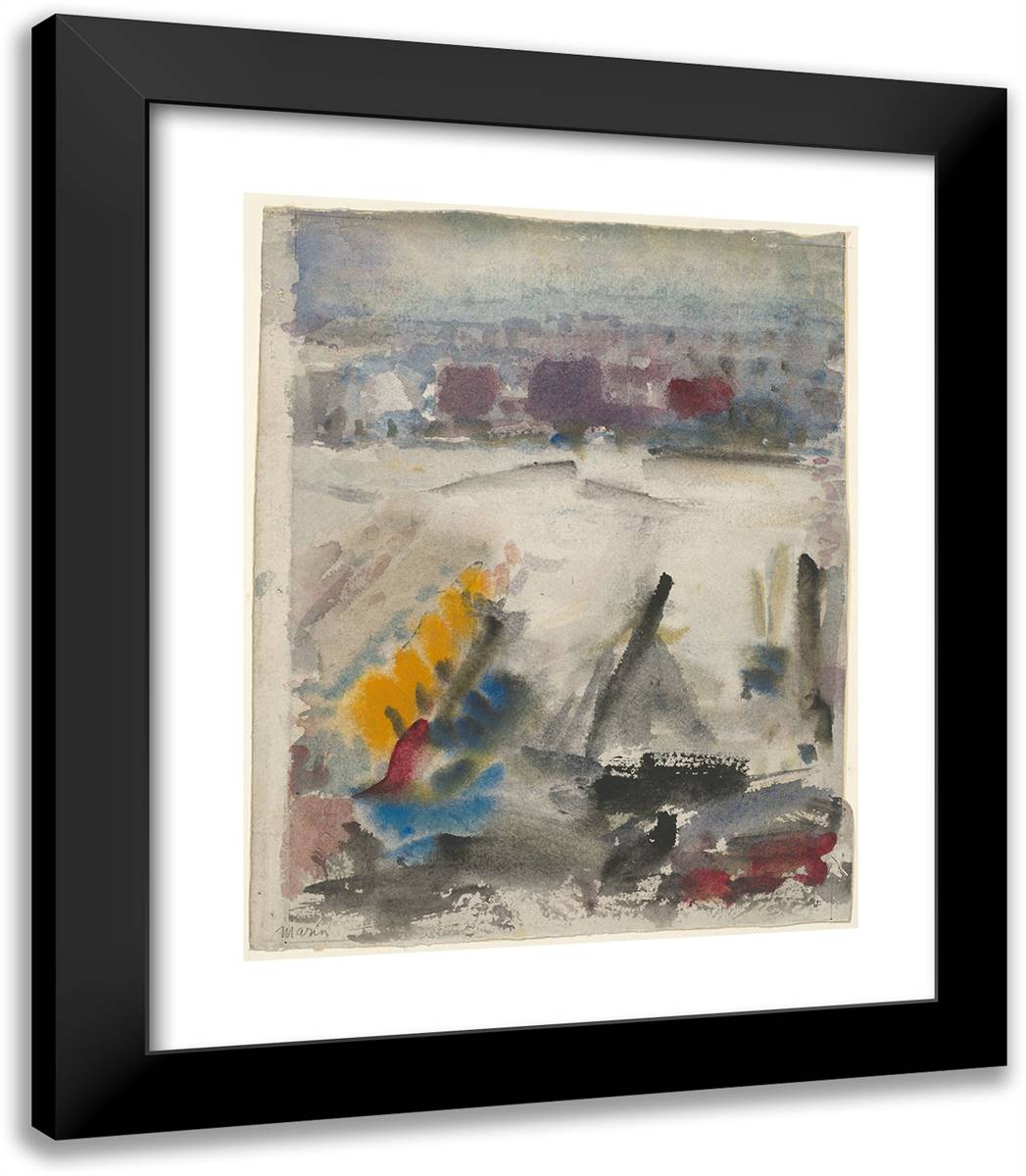 West Shore Docks, Weehawken, New Jersey 20x23 Black Modern Wood Framed Art Print Poster by Marin, John