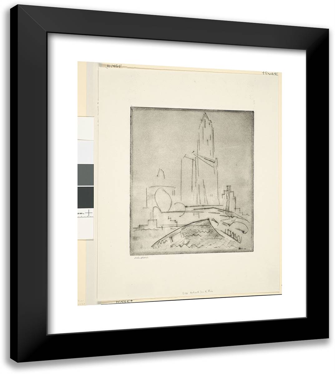 Woolworth from the River 20x23 Black Modern Wood Framed Art Print Poster by Marin, John
