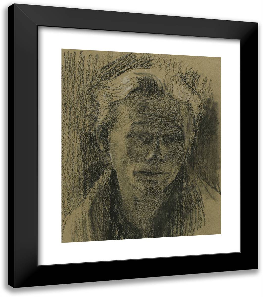 Head of a Woman 20x23 Black Modern Wood Framed Art Print Poster by Kollwitz, Kathe