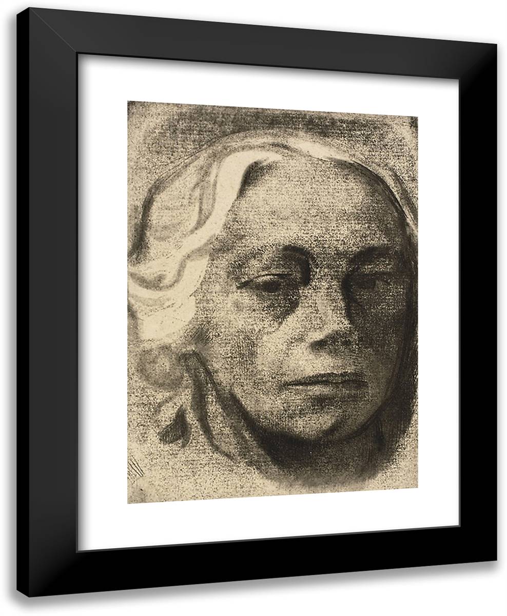 Head Self-Portrait 19x24 Black Modern Wood Framed Art Print Poster by Kollwitz, Kathe