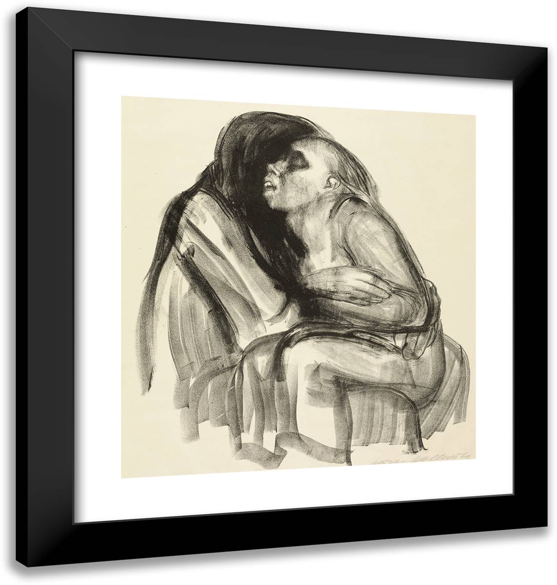 Maiden in the Lap of Death 20x21 Black Modern Wood Framed Art Print Poster by Kollwitz, Kathe