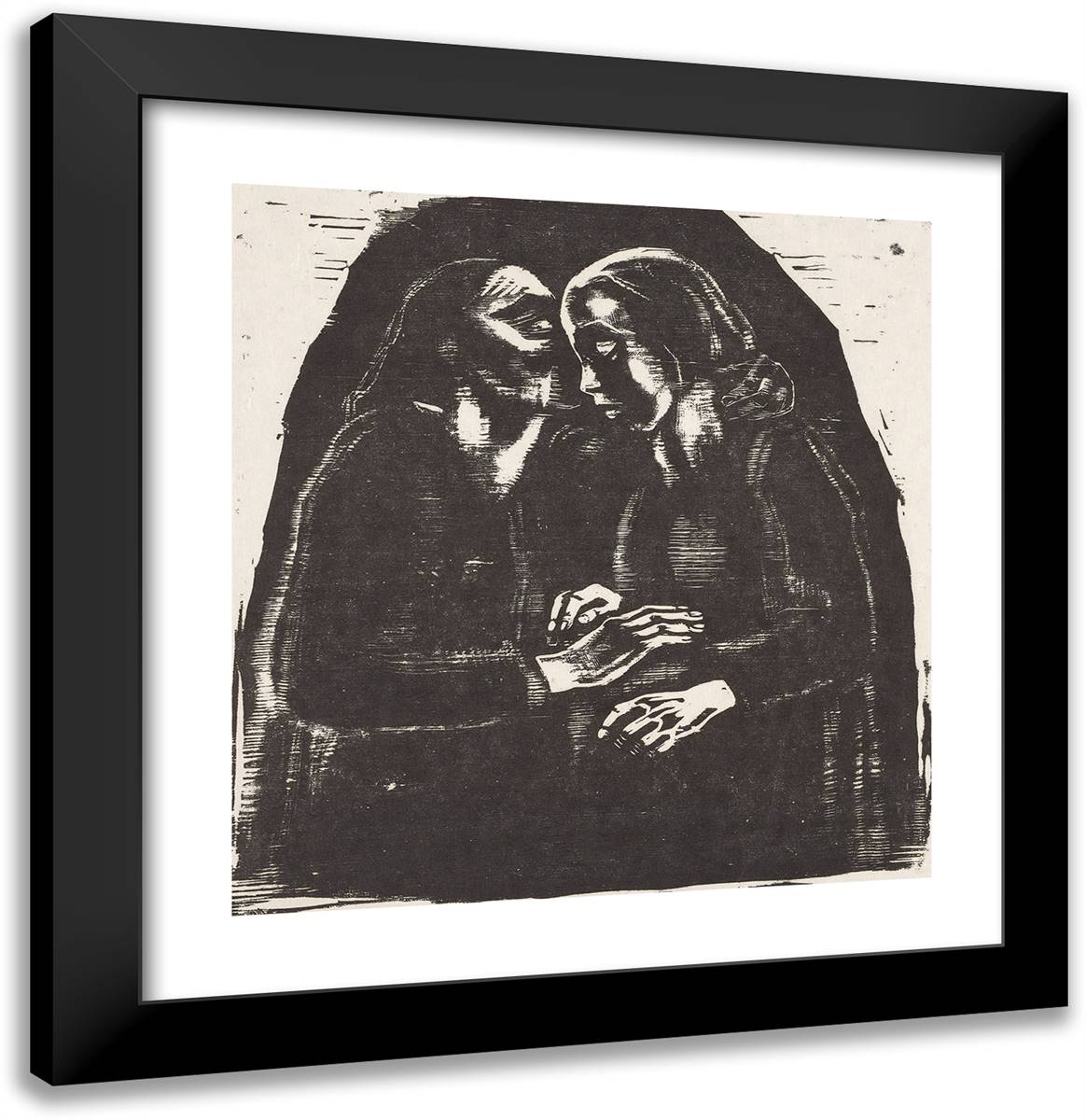 Mary and Elizabeth 20x21 Black Modern Wood Framed Art Print Poster by Kollwitz, Kathe