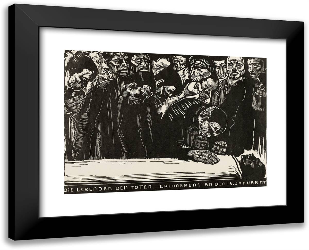 Memorial Sheet for Karl Liebknecht 24x19 Black Modern Wood Framed Art Print Poster by Kollwitz, Kathe