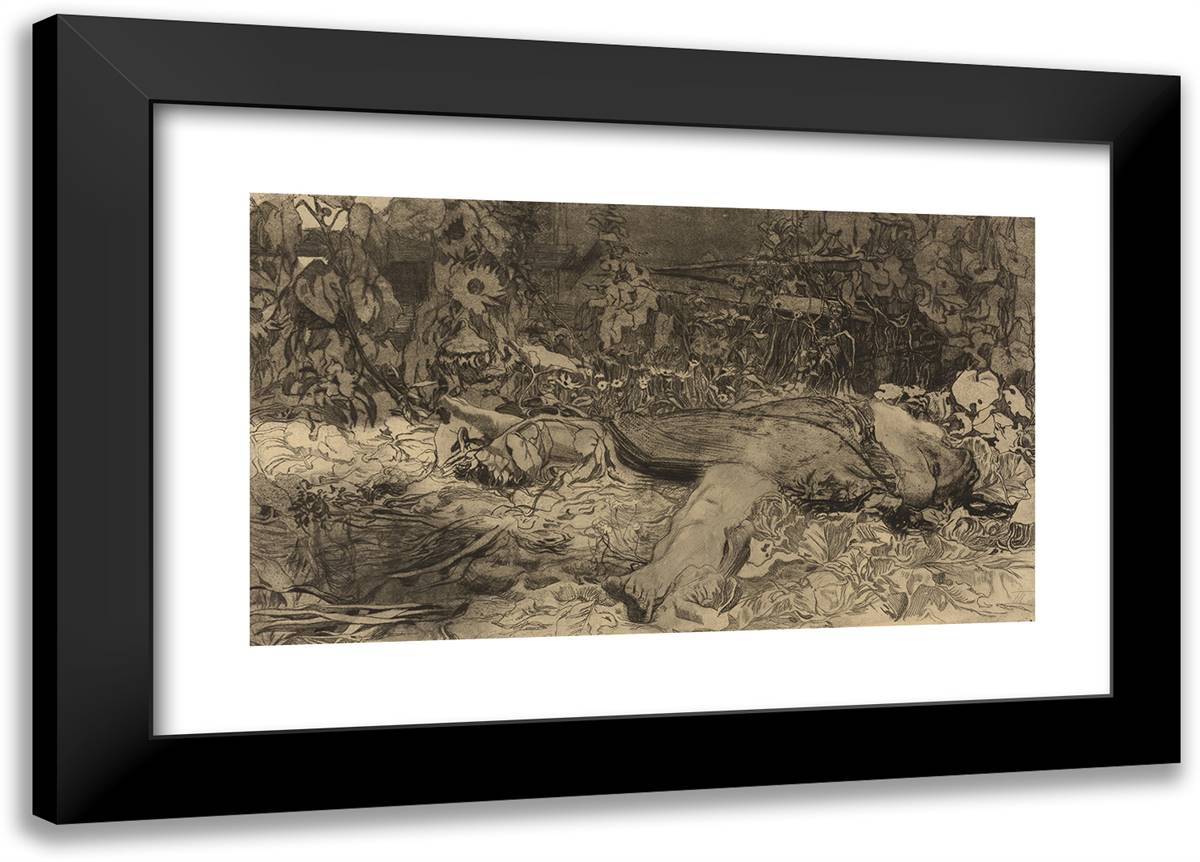Raped 24x17 Black Modern Wood Framed Art Print Poster by Kollwitz, Kathe