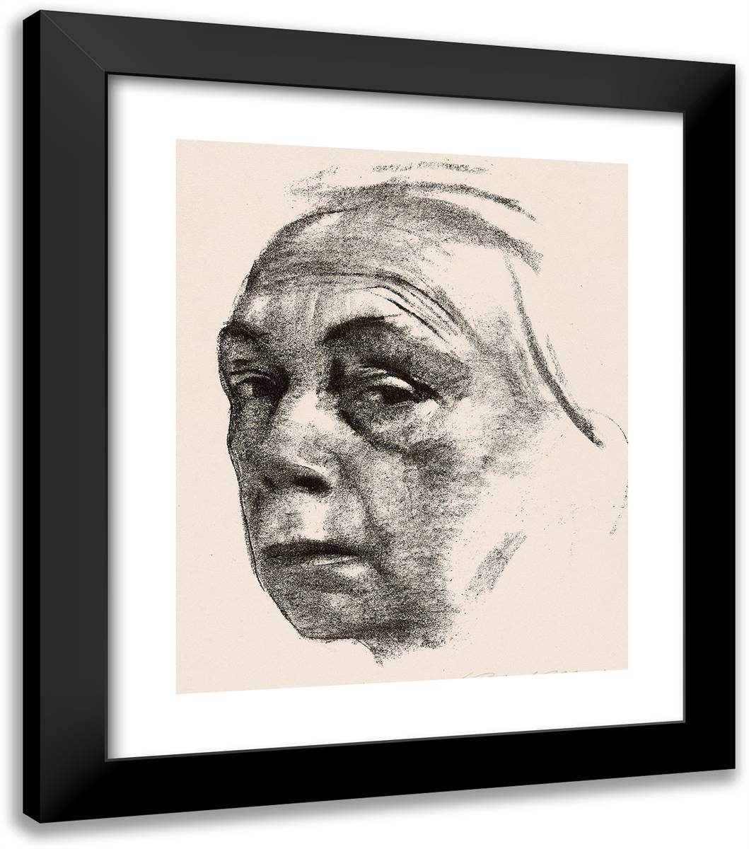 Self-Portrait 20x23 Black Modern Wood Framed Art Print Poster by Kollwitz, Kathe