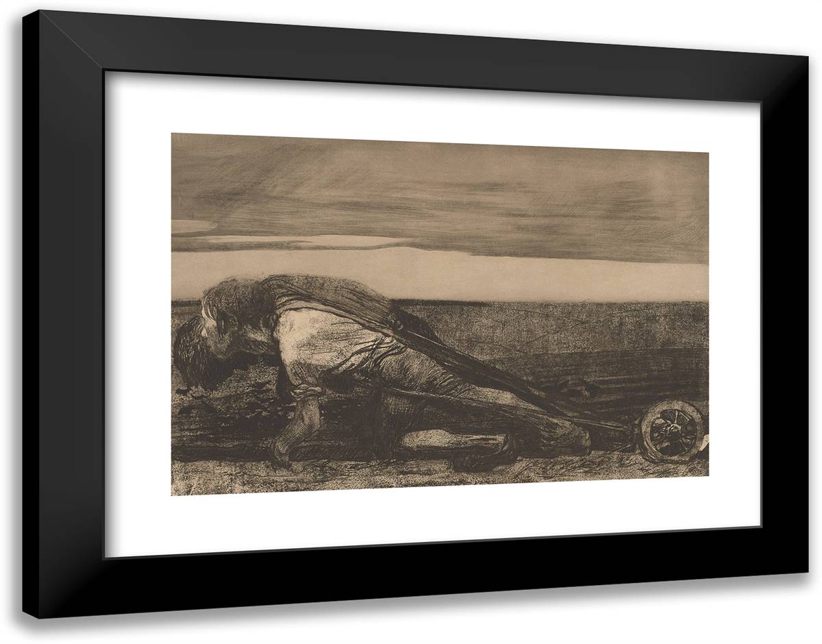 The Plowmen, Plate 1 from Peasants' War 24x19 Black Modern Wood Framed Art Print Poster by Kollwitz, Kathe