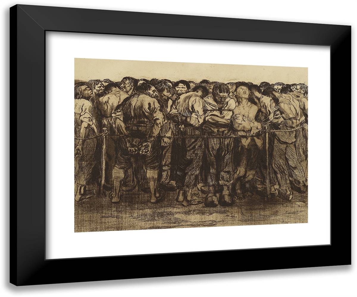 The Prisoners, Plate 7 from the Portfolio the Peasants War 24x20 Black Modern Wood Framed Art Print Poster by Kollwitz, Kathe