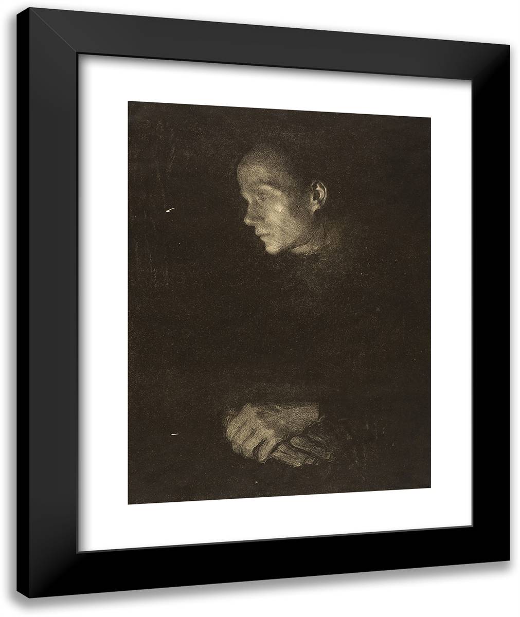 Working Woman 20x24 Black Modern Wood Framed Art Print Poster by Kollwitz, Kathe