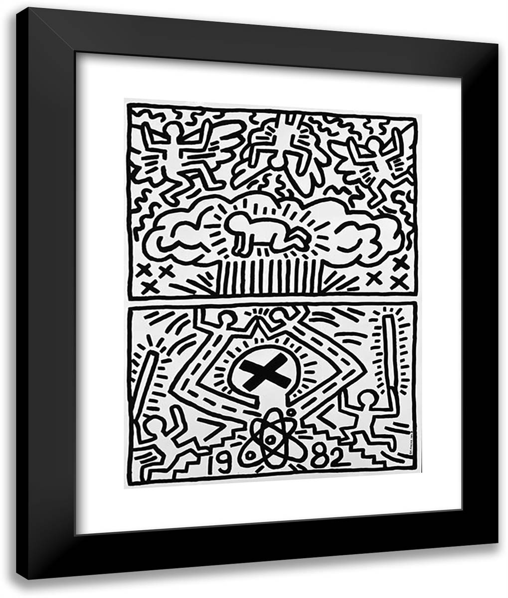 Anti-Nuclear Rally 20x24 Black Modern Wood Framed Art Print Poster by Haring, Keith