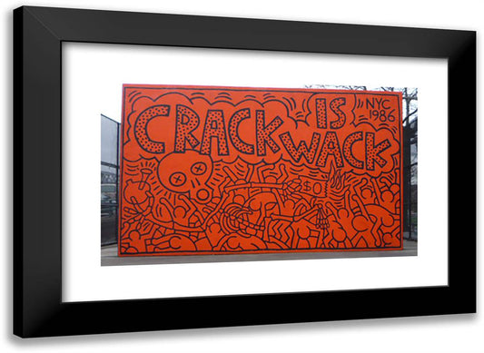 Crack Is Wack 24x18 Black Modern Wood Framed Art Print Poster by Haring, Keith