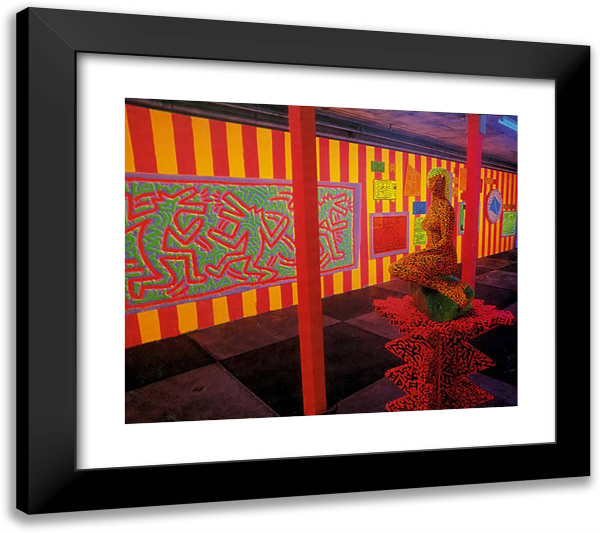 Installation Shafrazi Gallery 1982 23x20 Black Modern Wood Framed Art Print Poster by Haring, Keith