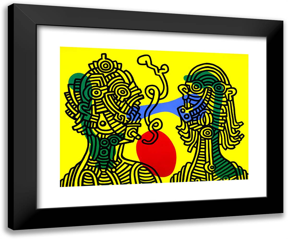 Keith and Julia 24x20 Black Modern Wood Framed Art Print Poster by Haring, Keith