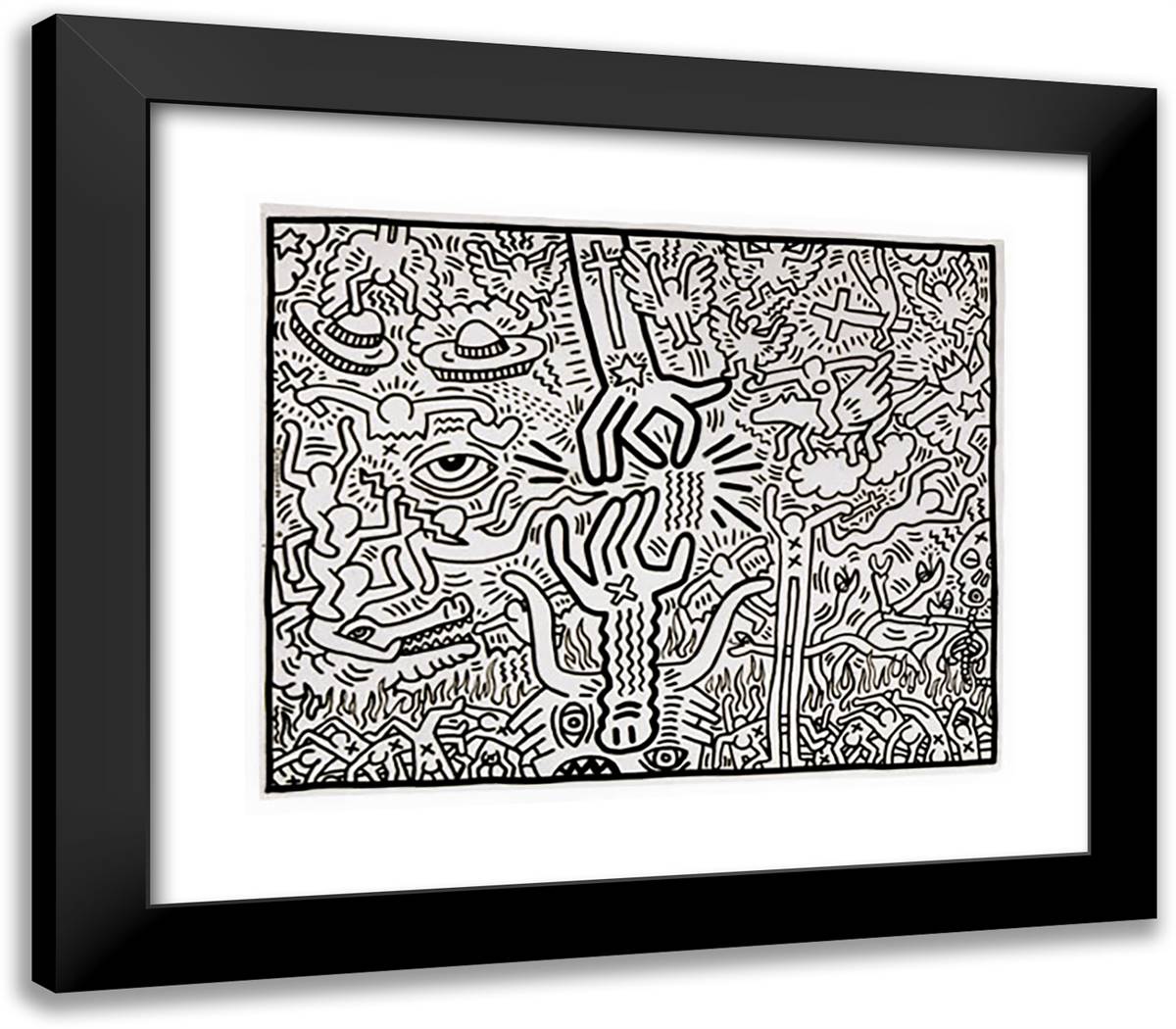 The Marriage of Heaven and Hell 23x20 Black Modern Wood Framed Art Print Poster by Haring, Keith