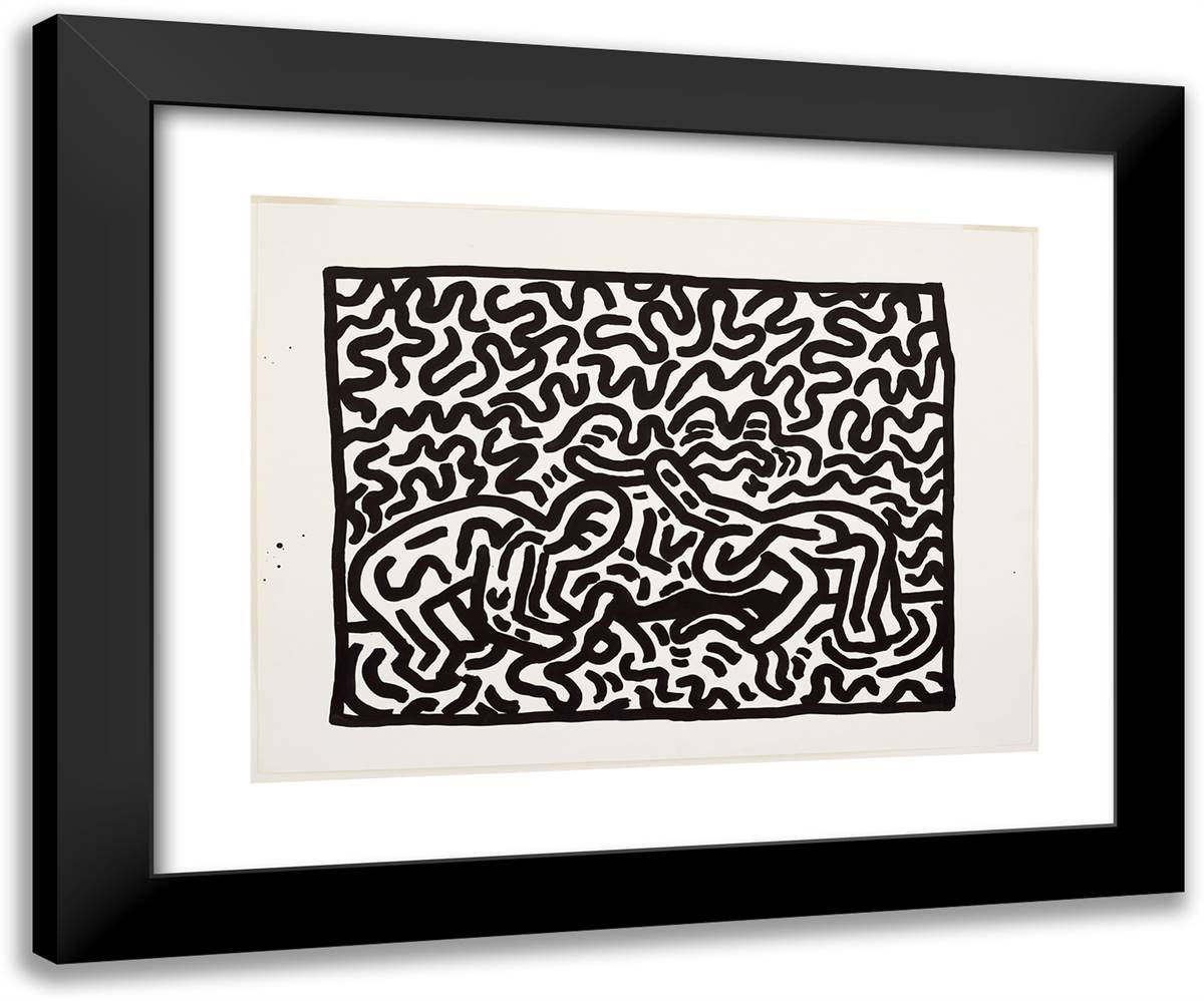 Untitled 24x20 Black Modern Wood Framed Art Print Poster by Haring, Keith