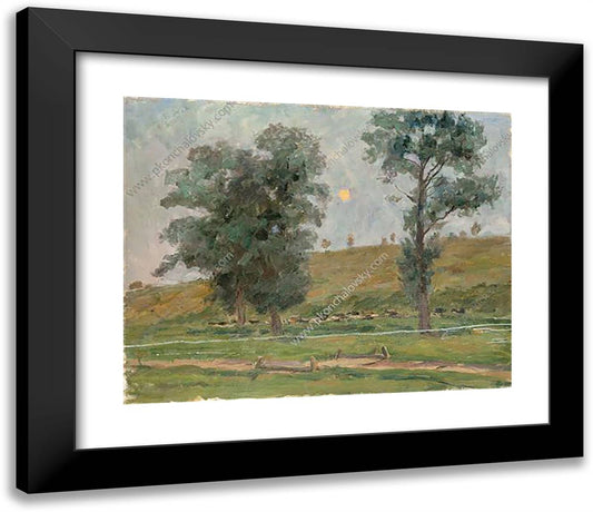 A Moonlit Landscape 23x20 Black Modern Wood Framed Art Print Poster by Konchalovsky, Piotr