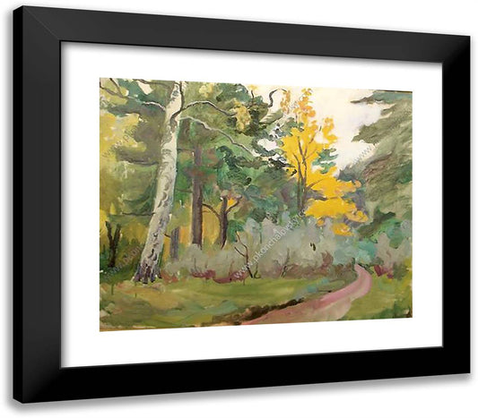 A Path. in the Fall. 23x20 Black Modern Wood Framed Art Print Poster by Konchalovsky, Piotr