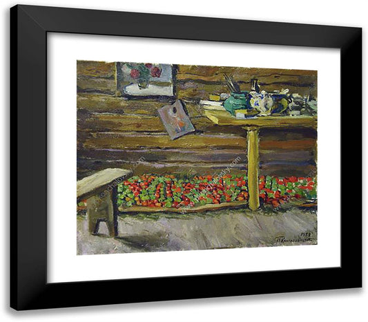 A Workshop. Tomatoes on the Bench. 23x20 Black Modern Wood Framed Art Print Poster by Konchalovsky, Piotr