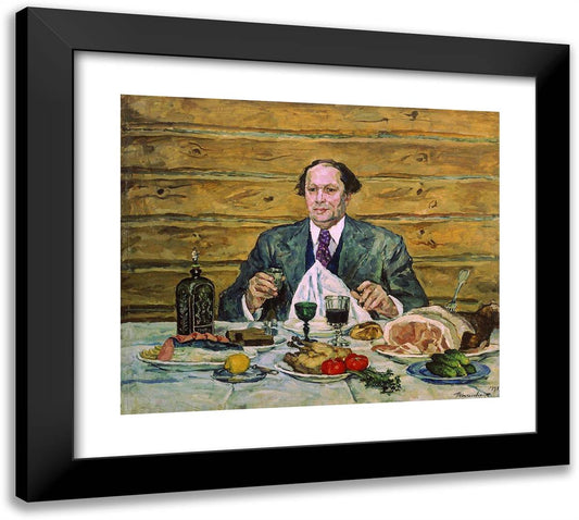 A. N. Tolstoy, VIsiting the Artist 22x20 Black Modern Wood Framed Art Print Poster by Konchalovsky, Piotr