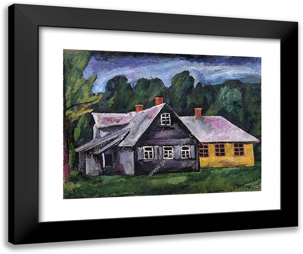 Abramtsevo. Landscape with Carpentry. 24x20 Black Modern Wood Framed Art Print Poster by Konchalovsky, Piotr