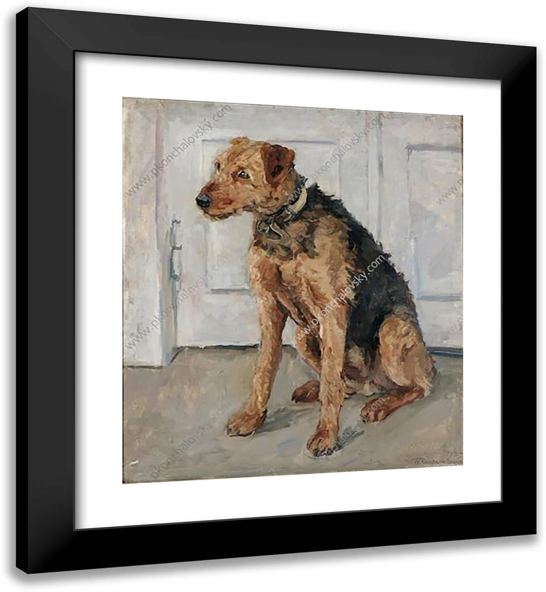 Airedale 20x22 Black Modern Wood Framed Art Print Poster by Konchalovsky, Piotr