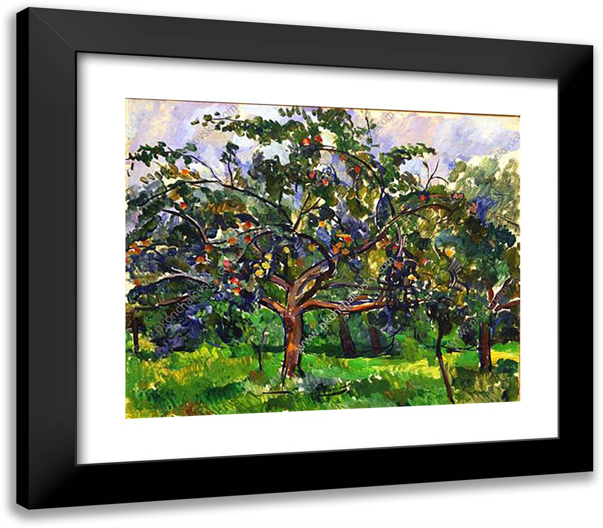 Apple Trees 23x20 Black Modern Wood Framed Art Print Poster by Konchalovsky, Piotr