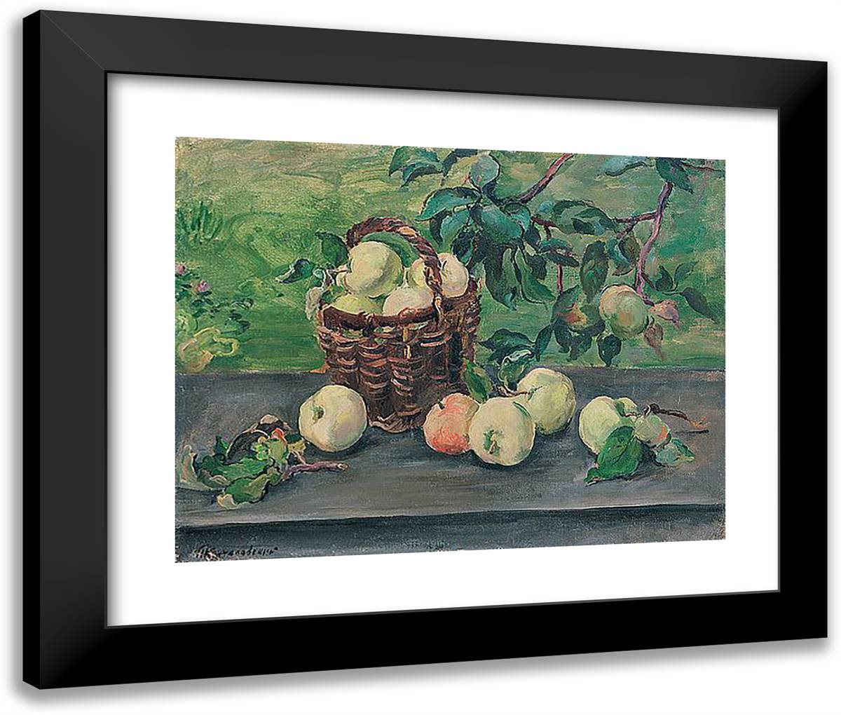 Apples on the Window 24x20 Black Modern Wood Framed Art Print Poster by Konchalovsky, Piotr