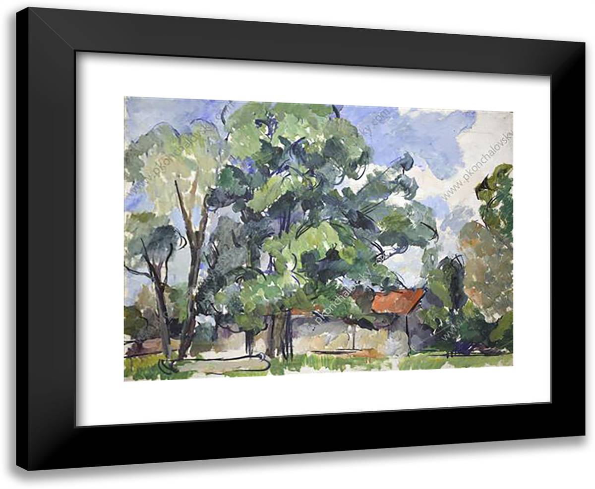 At the Barn 24x20 Black Modern Wood Framed Art Print Poster by Konchalovsky, Piotr