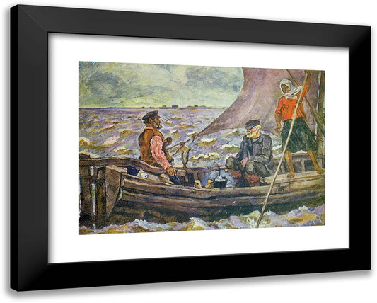 At the Ilmen Lake 24x19 Black Modern Wood Framed Art Print Poster by Konchalovsky, Piotr