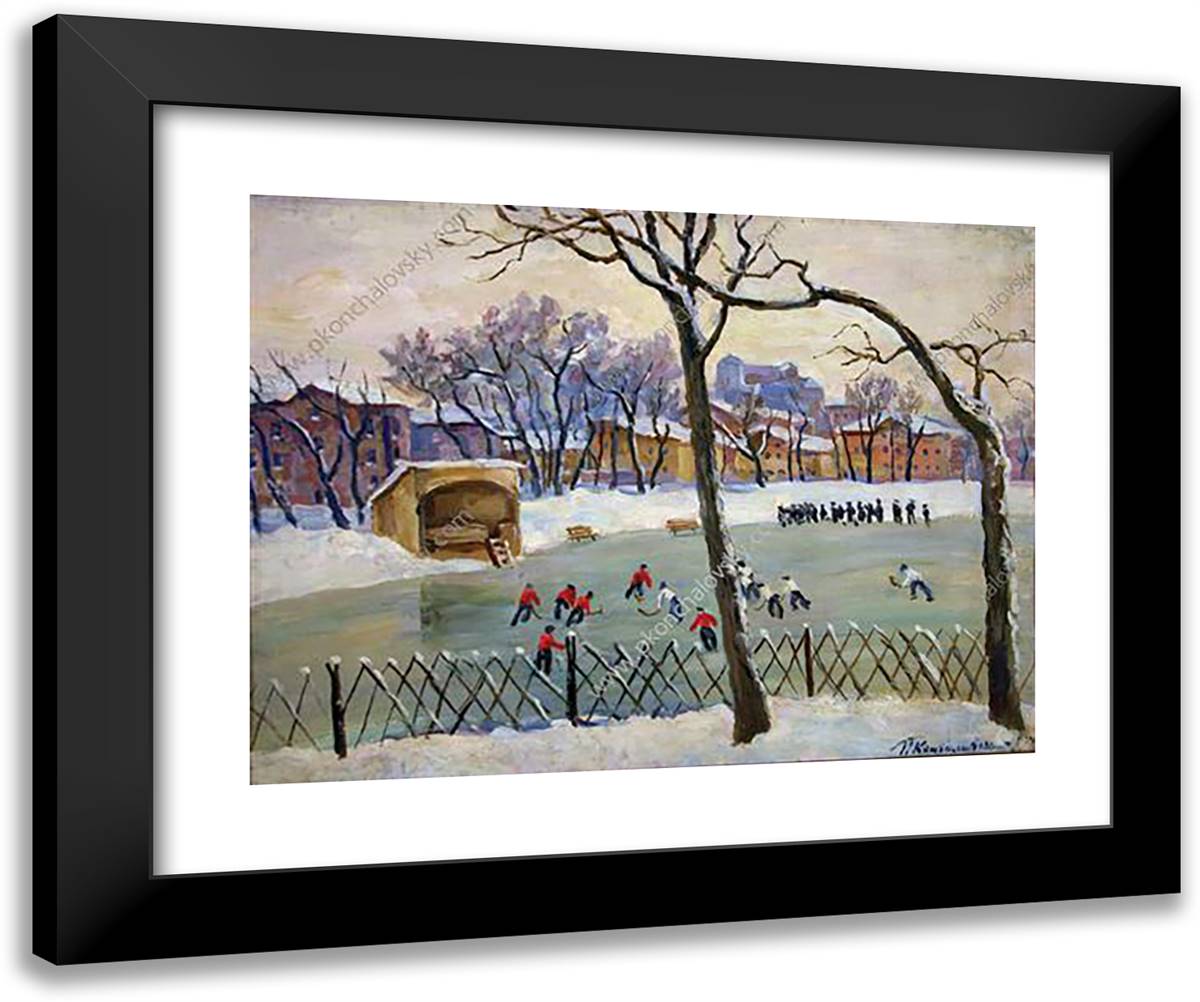 At the Rink 24x20 Black Modern Wood Framed Art Print Poster by Konchalovsky, Piotr