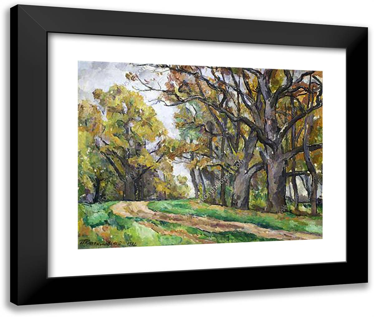 Autumn Road 24x20 Black Modern Wood Framed Art Print Poster by Konchalovsky, Piotr