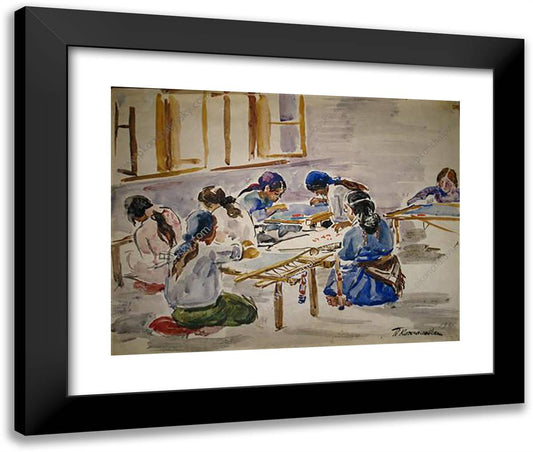 Bakhchisarai. Embroidery Carpet Cooperative. 24x20 Black Modern Wood Framed Art Print Poster by Konchalovsky, Piotr