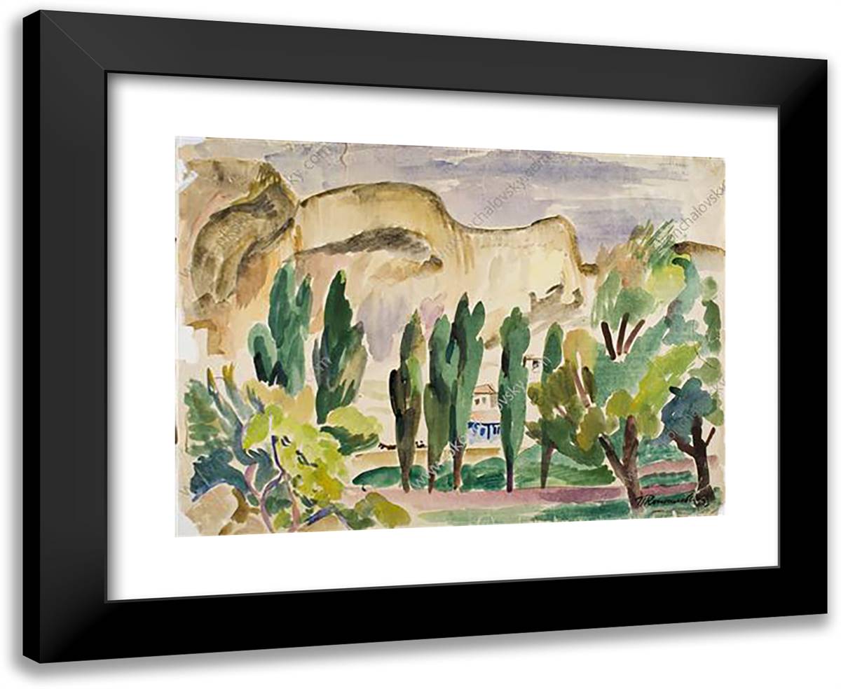 Bakhchisarai. Poplars. 24x20 Black Modern Wood Framed Art Print Poster by Konchalovsky, Piotr