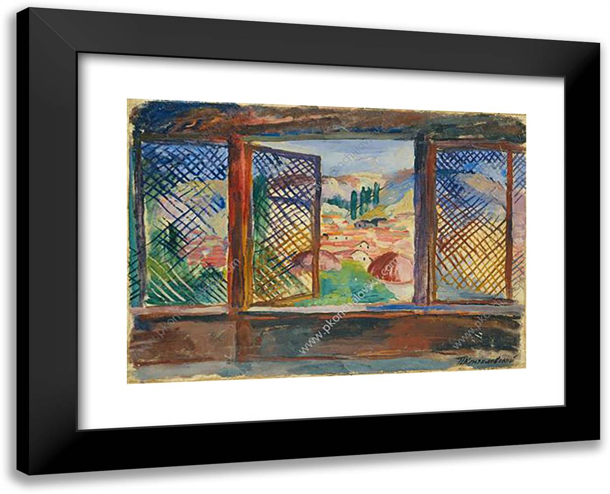 Bakhchisarai. VIew from the Tower of Falconry. 24x19 Black Modern Wood Framed Art Print Poster by Konchalovsky, Piotr